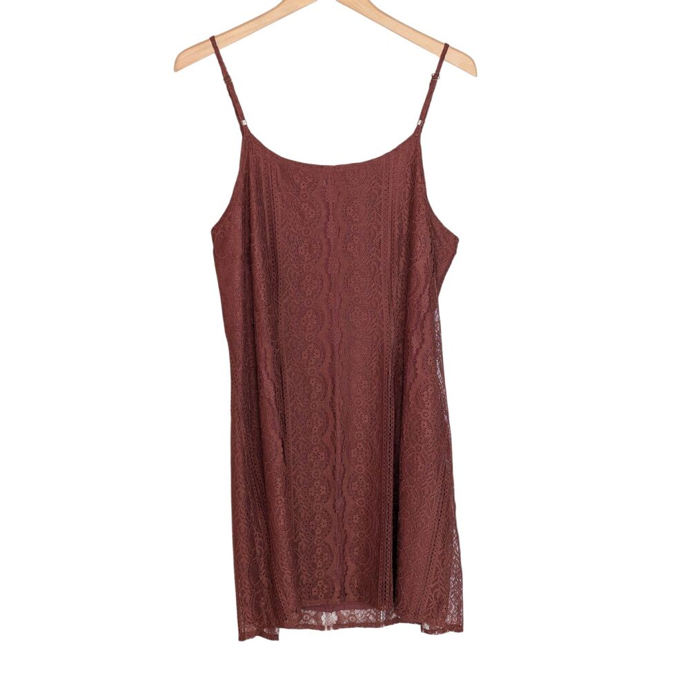 Shyanne Women's Lace Slip Mini Dress Sz L Sexy Cowgirl Brown Lined Western Date - Picture 4 of 10
